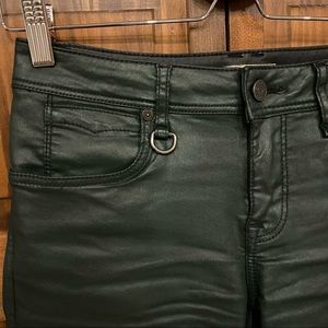 Burberry Brit slim leather look jeans in green.